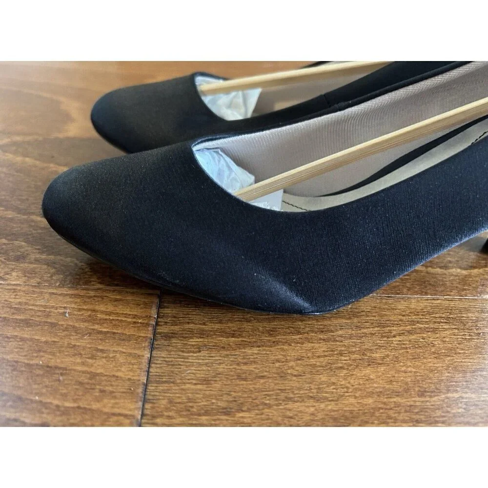 LifeStride Parigi Women's Pumps Black Satin Heels Shoes Size 8.5 M‎ NEW
